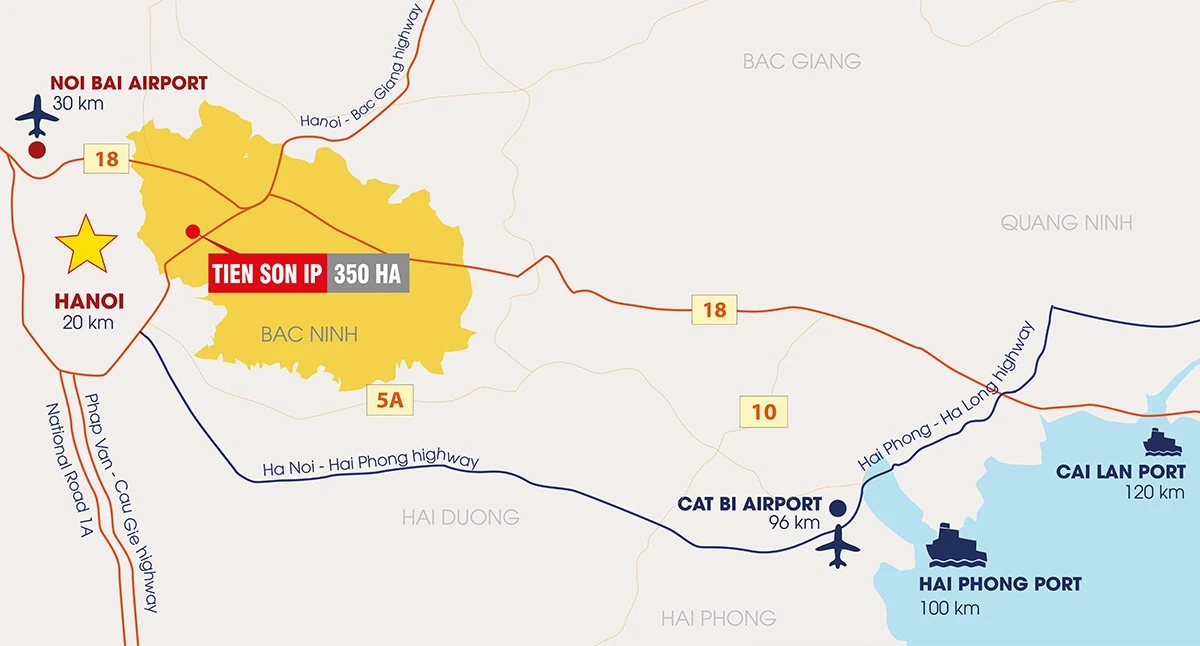 Vị Trí Khu Công Nghiệp Tiên Sơn Bắc Giang Vị Trí Khu Công Nghiệp Tiên Sơn Bắc Giang